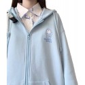  Women's Japanese Loose Kawaii Zip Hoodie Girls Sweet Preppy Jacket Top