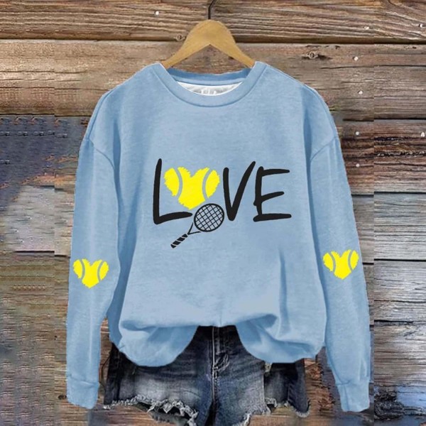  Love Tennis Sweatshirt Novelty Gifts Player Coach Women Teen Girls Hoodie Sweatshirt Lightweight Tops Blouse