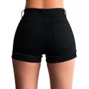  Women's Ripped Mid Rise Stretchy Denim Jeans Shorts